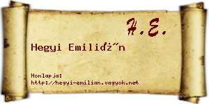 Hegyi Emilián névjegykártya